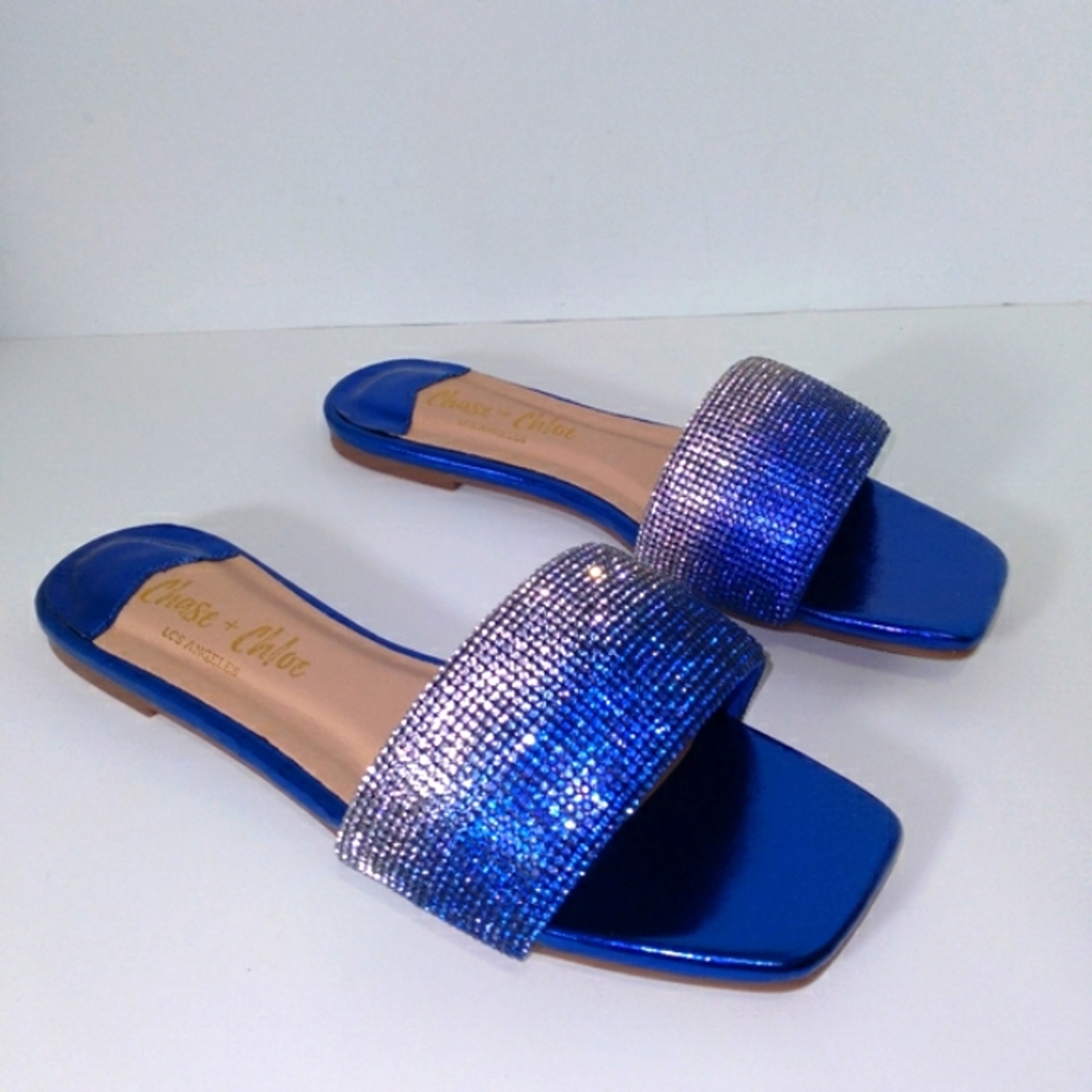 Blue Bling Ombre Chase + Chloe Slip On Sandals